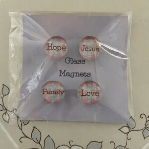 4/$15 Handmade Inspirational Glass Magnets Set